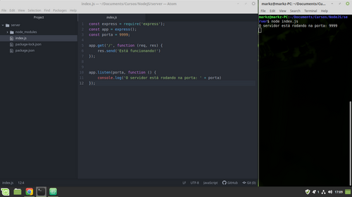Servidor aberto com nodejs.